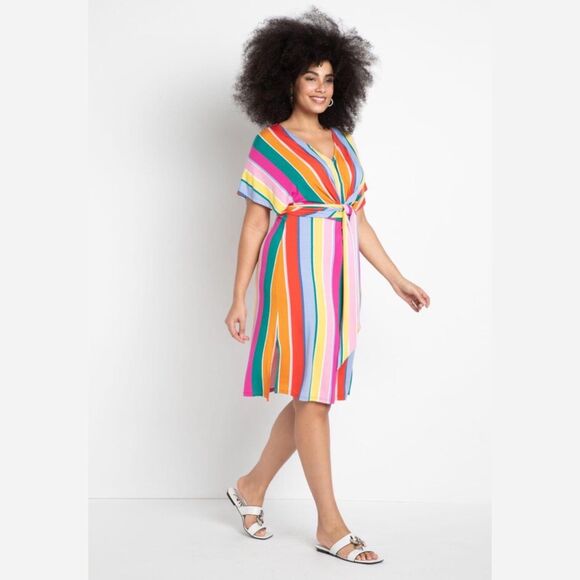 ELOQUII Rainbow Wrap Around Dress size 28 Plus - Picture 1 of 7
